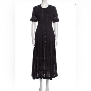 LoveShackFancy Black Eyelet Midi Dress